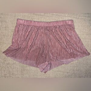 Victoria Secret Medium Shimmer Micro Pleat Pajama Sleep Shorts Blush Pink Silky